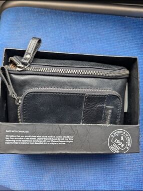 Spikes & Sparrow Black Leather Men’s Zip Pouch Belt Bag